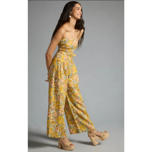 Faithfull Alegrias Floral Linen Jumpsuit - New Large - Picture 2 of 4